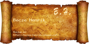 Becze Henrik névjegykártya